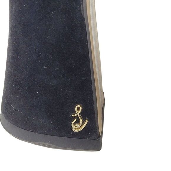 Sam Edelman Jaye Black Suede Leather High Heel Womens Ankle Boots 8 Zipper Logo - Picture 9 of 10